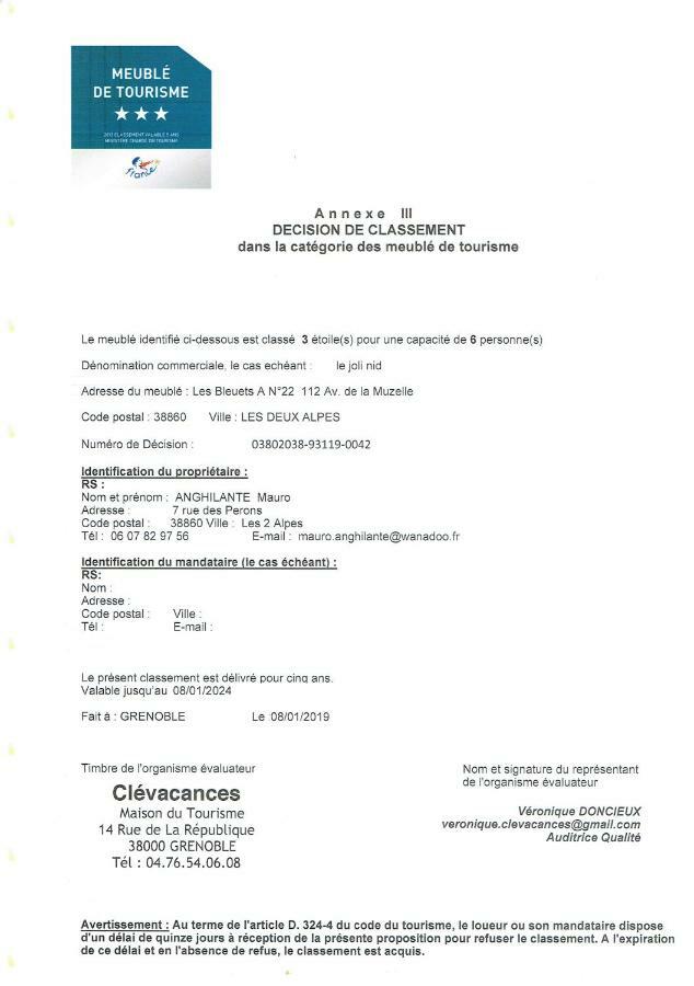 Апартаменти Le Joli Nid Ле-дез-Альп Екстер'єр фото